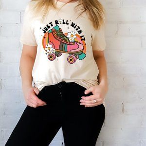 Just Roll With It Graphic Retro T-Shirt